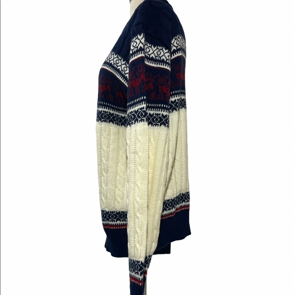Rare Vintage Sweater Nordic Fair Isle Chunky Knit Winter Christmas Ski Crewneck